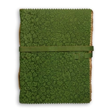 LEATHER VILLAGE Leather Floral Embossed Journal - 200 Pages