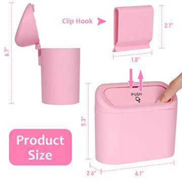 Accmor Car Trash Can with Lid, 2 Pack Pink Mini Vehicle Trash Bin Dustbin Garbage Organizer Holder w...