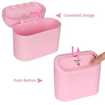 Accmor Car Trash Can with Lid, 2 Pack Pink Mini Vehicle Trash Bin Dustbin Garbage Organizer Holder with Trash Bag, Small Hanging Leakproof Auto Storage Bag Container for Car SUV Home Office