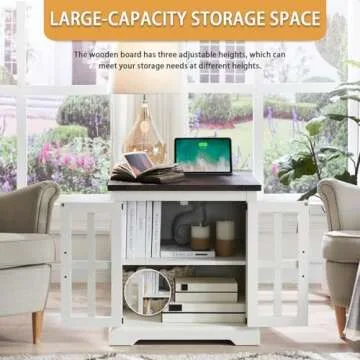 Barnyatoh Farmhouse End Table with Charging Station