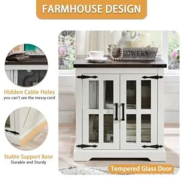 Barnyatoh Farmhouse End Table with Charging Station