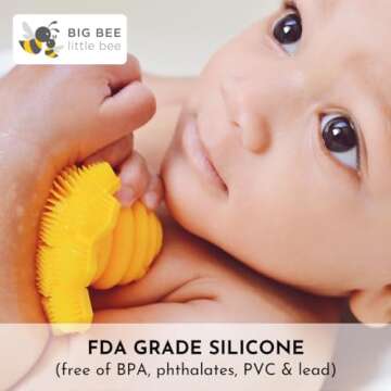 Big Bee, Little Bee - Kids 100% Silicone Bath Scrubber, Promotes Hygiene
