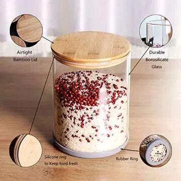 Large Airtight Glass Food Storage Canister for Pantry