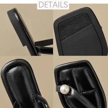 HEELOJI Women's Stylish Pearl Toe Ring Slippers for Summer