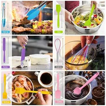 P&P CHEF Mixing Bowls with Lids Set of 7, Stainless Steel Nesting Salad Bowls, Serving Bowl with 17 PCS Kitchen Tools for Prepping, Baking or Storing, 7 Sizes- 0.7, 1, 1.5, 2, 2.6, 4.6, 7Qt, Colorful