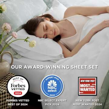 Bedsure Queen Sheet Set, Cooling Sheets for Queen Size Bed Set, Rayon Derived from Bamboo, Breathabl...