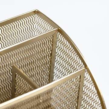 Gold Desk Organizer with Drawer - Gold Desk Accessories Small Desk Organizer Gold Pencil Holder for Desk Gold Office Accessories - Gold Desk Organizers and Accessories Gold Desk Caddy for Women Office