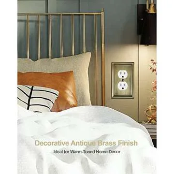 ZILLSEA 4-Pack Duplex Wall Plate, Decorative Antique Brass Outlet Covers, Metal Electrical Outlet Cover Plates, 1-Gang, Midsize