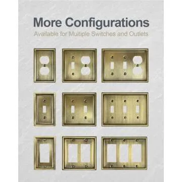 ZILLSEA 4-Pack Duplex Wall Plate, Decorative Antique Brass Outlet Covers, Metal Electrical Outlet Cover Plates, 1-Gang, Midsize