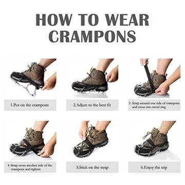 Crampons Ice Cleats Traction Snow Grips for Boots Shoes Women Men Anti Slip 19 Stainless Steel Spikes Safe Protect for Hiking Fishing Walking Climbing Mountaineering