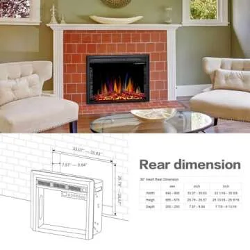 R.W.FLAME A-36" Electric Fireplace Insert ,Recessed Electric Stove Heater,Touch Screen,Remote Control,750W-1500W with Timer & Colorful Flame Option(36" X 27")