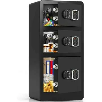 8.0 Cuft Extra Large Heavy Duty Home Safe with Triple Doors, Anti-theft Home Security Safe Box with Electronic Keypad Keys and Hidden Lock Box, Large Digital Safe for Home Business Office