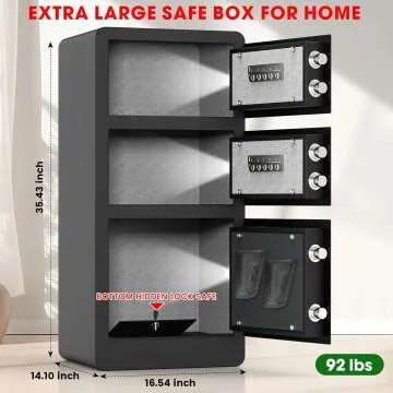 8.0 Cuft Extra Large Heavy Duty Home Safe with Triple Doors, Anti-theft Home Security Safe Box with Electronic Keypad Keys and Hidden Lock Box, Large Digital Safe for Home Business Office