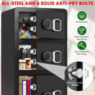 8.0 Cuft Extra Large Heavy Duty Home Safe with Triple Doors, Anti-theft Home Security Safe Box with Electronic Keypad Keys and Hidden Lock Box, Large Digital Safe for Home Business Office
