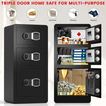 8.0 Cuft Extra Large Heavy Duty Home Safe with Triple Doors, Anti-theft Home Security Safe Box with Electronic Keypad Keys and Hidden Lock Box, Large Digital Safe for Home Business Office