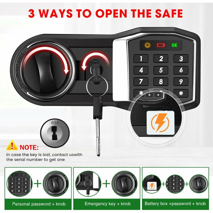 8.0 Cuft Extra Large Heavy Duty Home Safe with Triple Doors, Anti-theft Home Security Safe Box with Electronic Keypad Keys and Hidden Lock Box, Large Digital Safe for Home Business Office