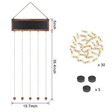 Bikoney Picture Frames Collage Photo Hanging Display Picture Board Wood Rustic Frames for Wall Decor and Dorm Room Decor with Blackboard and 30 Clips Carbonized Black