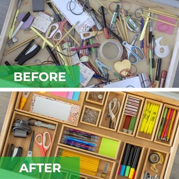 Grow Forward Bamboo Drawer Organizer Set - Eco-Friendly Storage