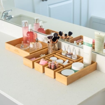 Grow Forward Bamboo Drawer Organizer Set - Eco-Friendly Storage