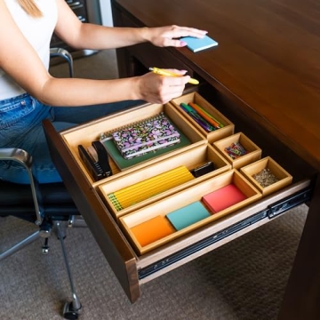 Grow Forward Bamboo Drawer Organizer Set - Eco-Friendly Storage