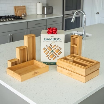 Grow Forward Bamboo Drawer Organizer Set - Eco-Friendly Storage