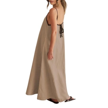 Senllen Summer Maxi Dress with Pockets for Women