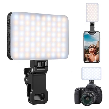 King Ma Portable Selfie Phone Light – Rechargeable 3 Modes Clip On Light for Perfect Selfies and V...