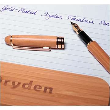 Dryden Designs Luxury Bamboo Fountain Pen with Ink Refill Converter and Matching Gift Case - Smooth & Elegant, Gift Set for Calligraphy Writing, Signature, Journal, Artist and Professionals