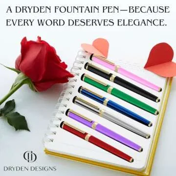 Dryden Designs Luxury Bamboo Fountain Pen with Ink Refill Converter and Matching Gift Case - Smooth & Elegant, Gift Set for Calligraphy Writing, Signature, Journal, Artist and Professionals