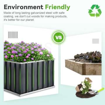 KING BIRD Galvanized Raised Garden Bed with 2 Installation Methods for DIY, 101" x 36" x 24" Heightened Planter Kit Box Outdoor for Deep-Rooted Vegetables, Flowers, Green