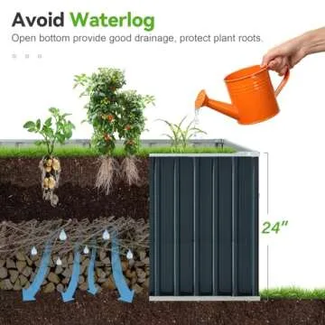 KING BIRD Galvanized Raised Garden Bed with 2 Installation Methods for DIY, 101" x 36" x 24" Heightened Planter Kit Box Outdoor for Deep-Rooted Vegetables, Flowers, Green