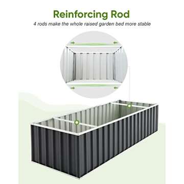 KING BIRD Galvanized Raised Garden Bed with 2 Installation Methods for DIY, 101" x 36" x 24" Heightened Planter Kit Box Outdoor for Deep-Rooted Vegetables, Flowers, Green