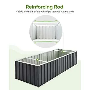 KING BIRD Galvanized Raised Garden Bed with 2 Installation Methods for DIY, 101" x 36" x 24" Heightened Planter Kit Box Outdoor for Deep-Rooted Vegetables, Flowers, Green