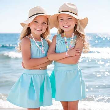 PinkSheep Kids Classic Jewelry Sets for Girls - 3 Beaded Necklaces & Bracelets