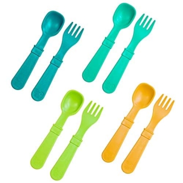 Re-Play USA Toddler Forks and Spoons Set - 8 Durable Utensils for Kids