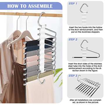 Upgrade 9 Layers Pants Hangers Space Saver for Closet
