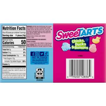 SweeTARTS Chicks, Ducks & Bunnies, Springtime Easter Candy, 4.5 oz Theater Box