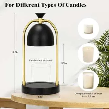Candle Warmer Lamp with Timer-Electric Black Candle Warmer,Wax Warmer for Scented Jar Candles,Home Decor, Housewarming,Birthday Gifts for Women