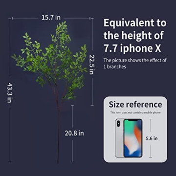 Melorca&Guilla Artificial Plants,2PCS 43.3" Green Nandina Faux Branches for Vase,Artificial Plants for Shop Garden Office Home Décor