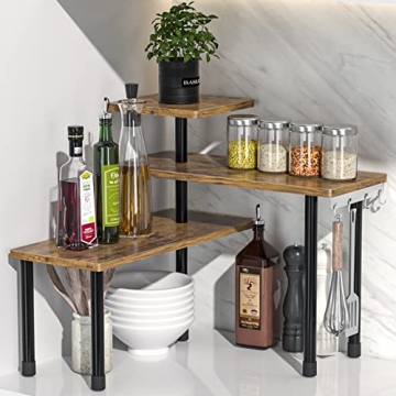 Stylish 3-Tiered Countertop Organizer for Kitchen Use