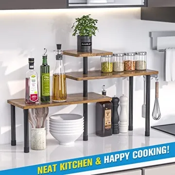 Stylish 3-Tiered Countertop Organizer for Kitchen Use