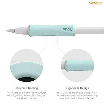 UPPERCASE Designs NimbleGrip Premium Silicone Ergonomic Comfort Grip Holder, Dual Sided Design, Compatible with Apple Pencil Pro, USB-C, 2nd Generation, 1st Generation (2 Pack, Mint)