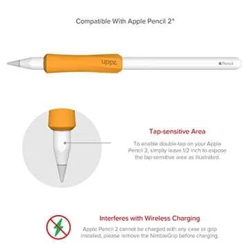 UPPERCASE Designs NimbleGrip Premium Silicone Ergonomic Comfort Grip Holder, Dual Sided Design, Compatible with Apple Pencil Pro, USB-C, 2nd Generation, 1st Generation (2 Pack, Mint)