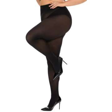 DUCMODA Women's Oversize Plus Size Tights 80D Soft Microfiber Semi-Opaque Solid Color High Waist Pan...