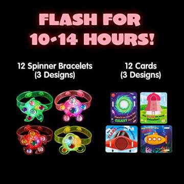 JOYIN 12 Packs Valentine's Day Cards with Light Up Bracelet, Glow in The Dark Party Favors Spinner G...