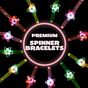 JOYIN 12 Packs Valentine's Day Cards with Light Up Bracelet, Glow in The Dark Party Favors Spinner Glow Bracelets Fidget Toys with Cards for Kids Valentine Party Favors Classroom Exchange Prizes