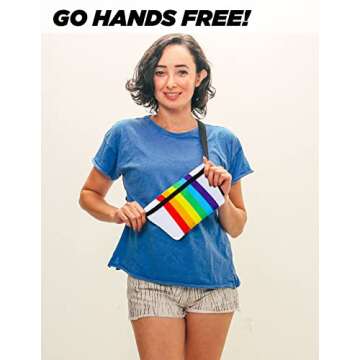 Fydelity Small Fanny Packs for Women – 80s/90s Slim Bum Bag – Unisex Rainbow Crossbody Bag, Belt...