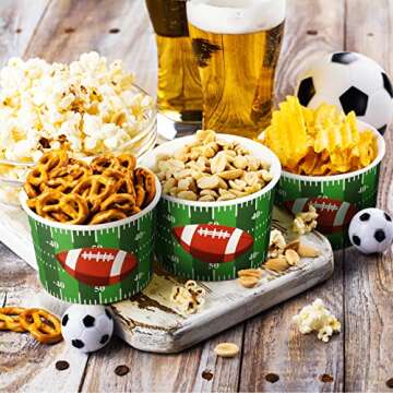Football Snack Bowl Paper Game Day Football Bowls Party Supplies 9 oz Football Ball Serving Bowl Pap...