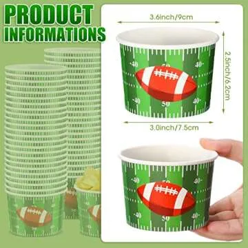 Football Snack Bowl Paper Game Day Football Bowls Party Supplies 9 oz Football Ball Serving Bowl Paper Cups Disposable Paper Bucket for Football Tailgate Dinner Sports Event(48 Pieces,Fresh Style)