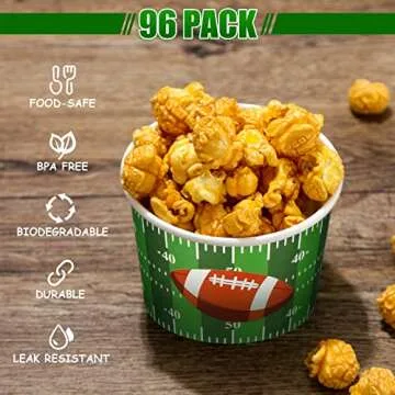 Football Snack Bowl Paper Game Day Football Bowls Party Supplies 9 oz Football Ball Serving Bowl Paper Cups Disposable Paper Bucket for Football Tailgate Dinner Sports Event(48 Pieces,Fresh Style)